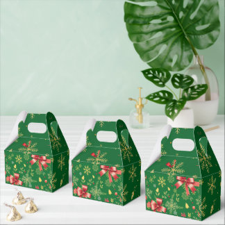 Elegant Green Christmas Gift Wrap Design Favor Box