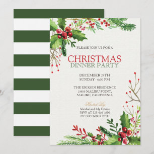 Elegant Green Christmas Holiday Party   Invitation