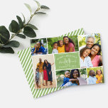 Elegant Green Christmas Monogram Photo Collage Holiday Card<br><div class="desc">Stylish photo collage card for the holidays features six (6) of your favourite family photos from the year with custom "Merry Christmas / Warmest Wishes" and monogram text. The back of the card includes a pattern of diagonal white stripes. Note, the green background and text colours can be modified to...</div>