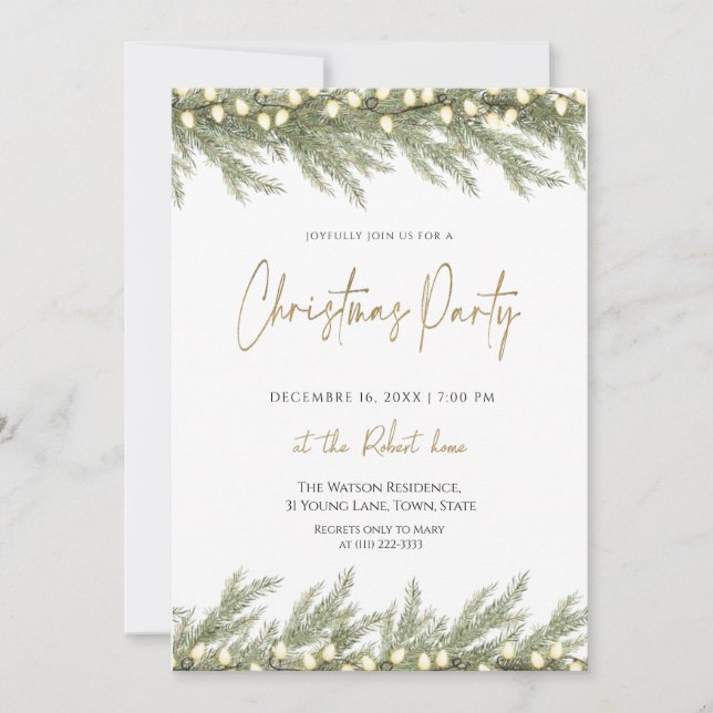 Elegant Green Christmas Party  Invitation (Front)