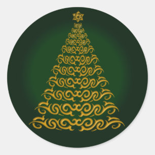 Elegant Green Christmas Tree Stickers