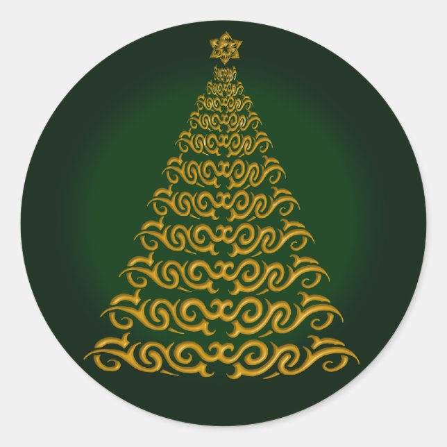Elegant Green  Christmas Tree Stickers (Front)