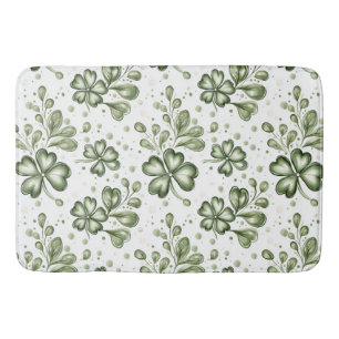 Elegant Green Clover Pattern  Bath Mat