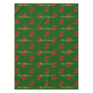 Elegant Green Custom Christmas Holly Tablecloth