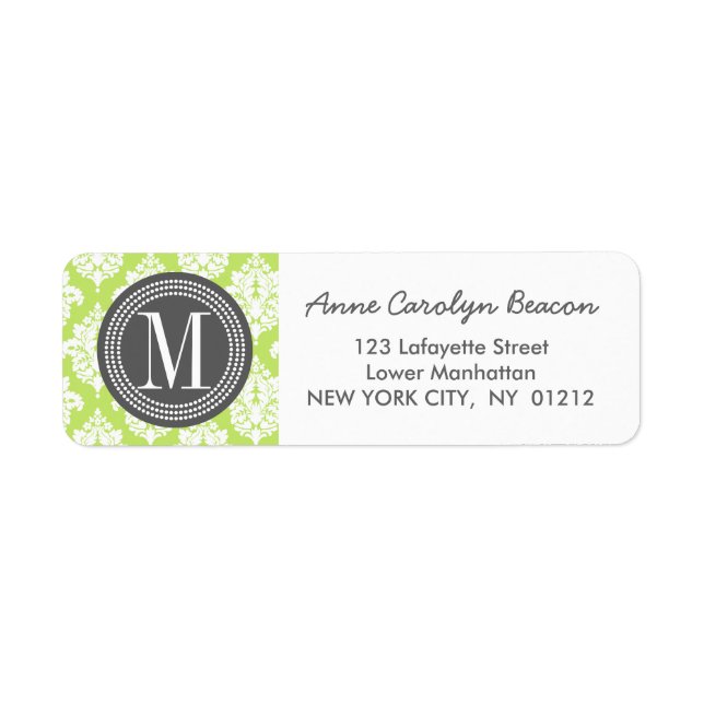 Elegant Green Damask Personalized (Front)