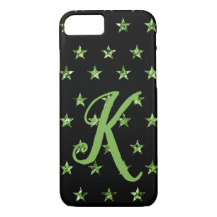 Elegant Green Diamond Stars Gems Sparkle Initial Case-Mate iPhone Case