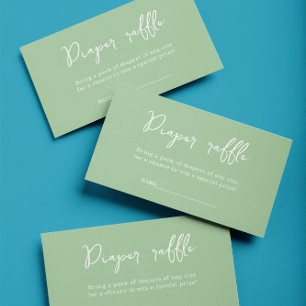 Elegant Green Diaper Raffle Baby Shower Enclosure Card