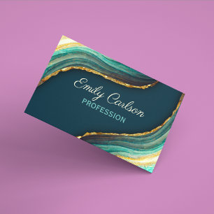 Elegant green emerald marble art faux gold glitter 	Magnetic business card