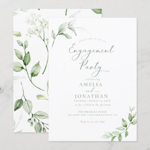 Elégant Green Engagement Invitations de la partie
