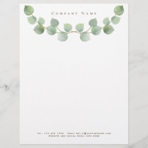 Elegant Green Eucalyptus Branch Company Details Letterhead