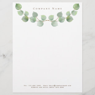 Elegant Green Eucalyptus Branch Company Details Letterhead