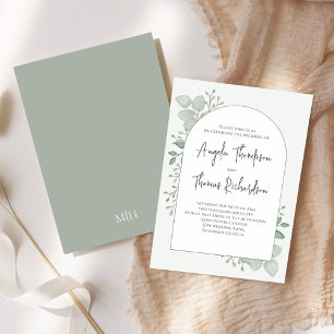 Elegant Green Eucalyptus Foliage Greenery Leaves Invitation