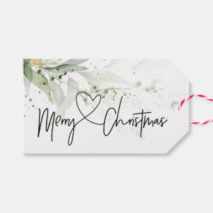 Elegant Green Eucalyptus Merry Christmas Holiday Gift Tags