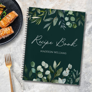 Elegant Green Eucalyptus Personalized Recipe Book
