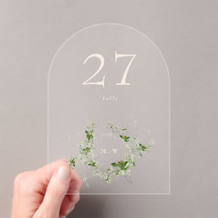 Elegant Green Eucalyptus Wreath Arch Table Number
