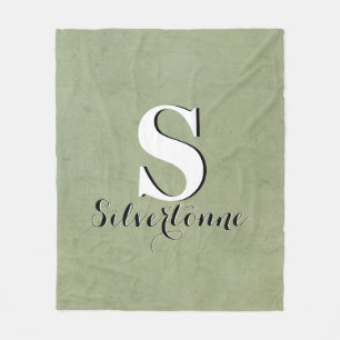 Elegant Green Family Name Monogram Fleece Blanket
