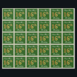 Elegant, Green, Faux Gold 16th Birthday   Name Wrapping Paper<br><div class="desc">This simple and elegant wrapping paper design features a personalized message like "Name-Here’s 16th Birthday" (with the "16th" having a faux/imitation gold-like colouring look) within a green-coloured square area featuring a simple border outline. The name is in an elegant white-coloured script-like text, and can be customized. Wrapping paper like this...</div>