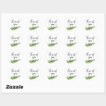 Elegant Green Fern Foliage Thank You Sticker