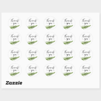 Elegant Green Fern Foliage Thank You Sticker