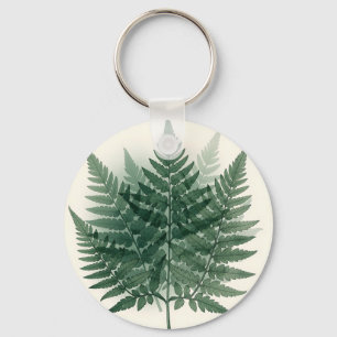 Elegant Green Fern Fronds Botanical Keychain