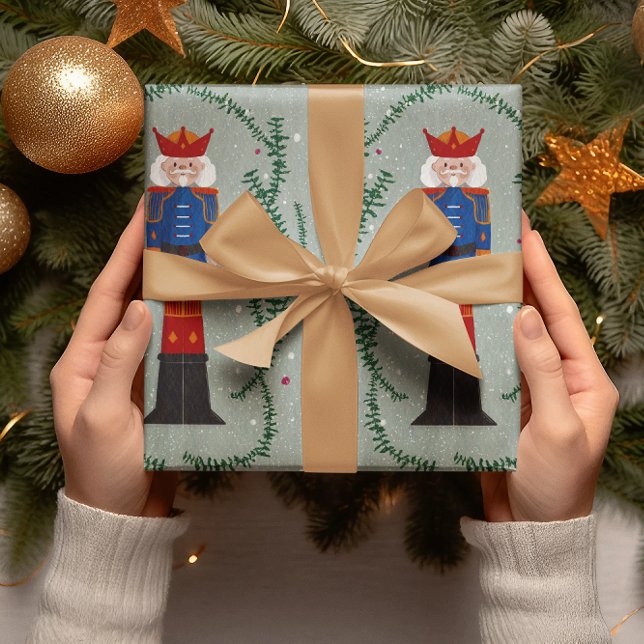 Elegant Green Festive Merry Christmas Nutcracker Wrapping Paper (Creator Uploaded)