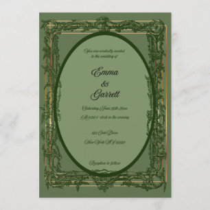 Elegant Green Filigree Wedding Invitation