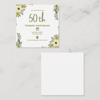 Elegant Green Floral 50th Wedding Anniversary Enclosure Card