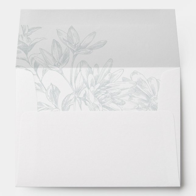Elegant Green Floral Bridal Shower Return Address Envelope (Back (Bottom))