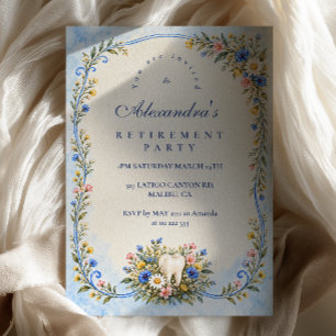 Elegant Green Floral Dentist Retirement Invitation
