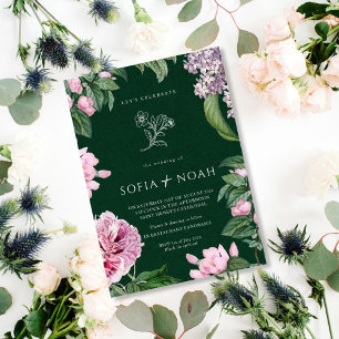 Elegant Green Floral Garden Wedding Invitation