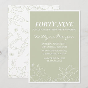 Elégant Green Floral invitations de 49e anniversai