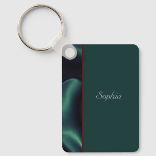Elegant Green Floral Keychain