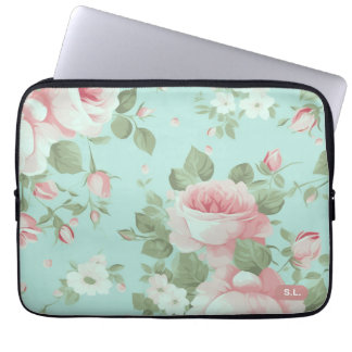 Elegant Green Floral Laptop Sleeve