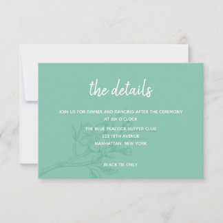 Elegant Green Floral Mariage Détails Carte