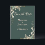 Elegant Green Floral Script Wedding Save The Date<br><div class="desc">Such a beautiful simple elegant wedding save the date. Lovely.</div>