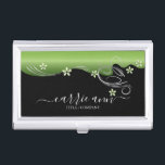 Elegant Green Floral Swirl | Personalize   Business Card Holder<br><div class="desc">Professional Business Card Holder ready for you to personalize. ✔NOTE: ONLY CHANGE THE TEMPLATE AREAS NEEDED! 😀 If needed, you can remove the text and start fresh adding whatever text and font you like. 📌If you need further customization, please click the "Click to Customize further" or "Customize or Edit Design"...</div>