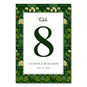 Elegant Green Floral Table Number