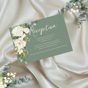 Elegant Green Floral Watercolor Reception Card