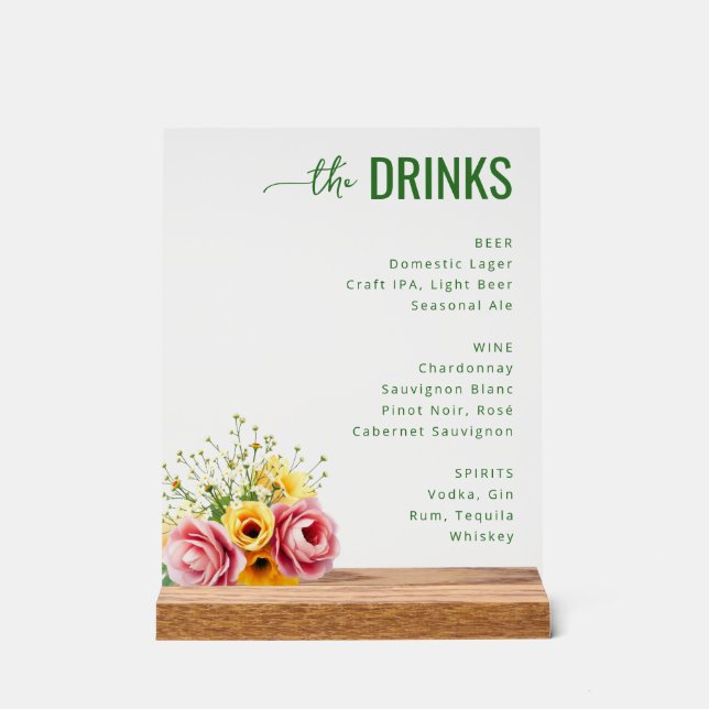 Elegant Green Floral Wedding Menu (Recto)