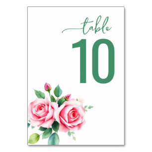 Elegant Green Floral Wedding Table Card
