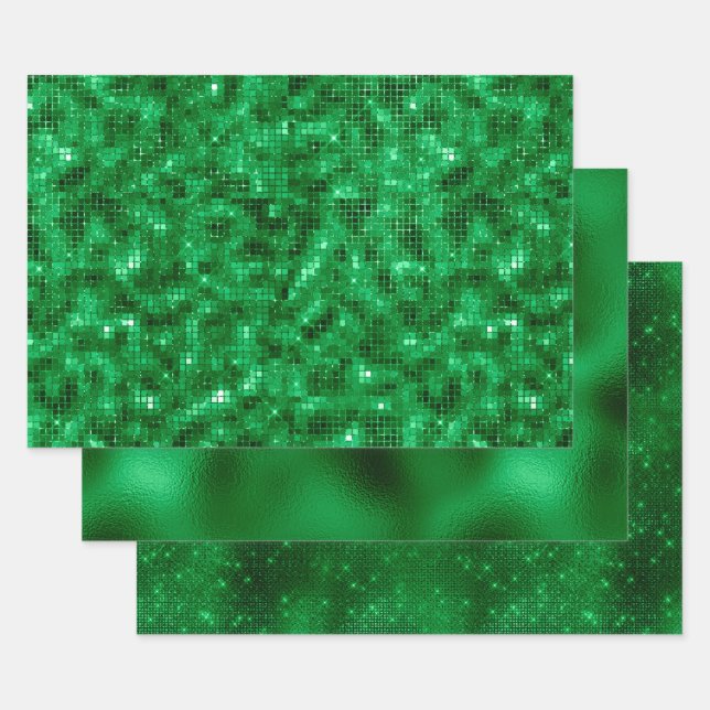Elegant Green Foil Wrapping Paper Sheet (Set)