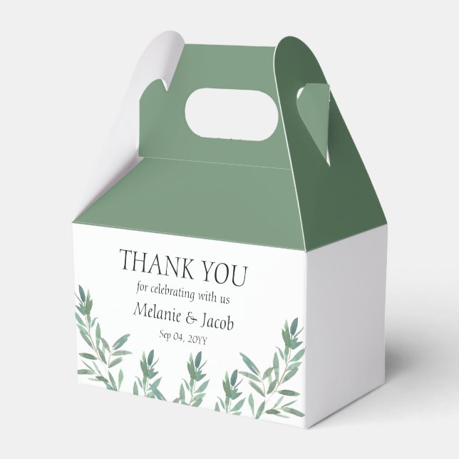 Elegant Green Foliage  Favor Box (Front Side)