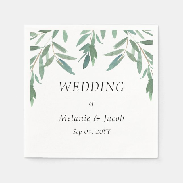 Elegant Green Foliage Square  Napkin (Front)