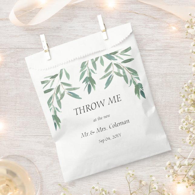 Elegant Green Foliage Throw me  Favour Bag (Clipped)