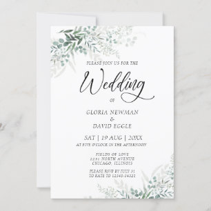 Elegant Green Foliage Wedding Invitation