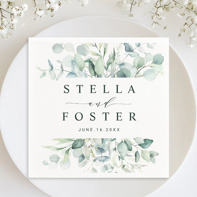 Elegant Green Foliage Wedding Napkin (Creator Uploaded)