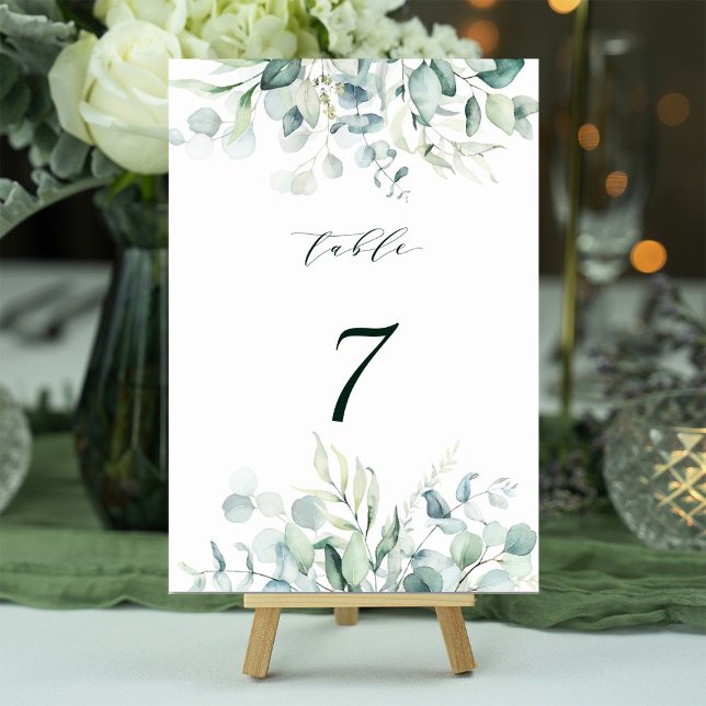 Elegant Green Foliage Wedding Table Number (Creator Uploaded)