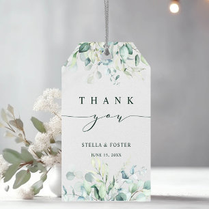 Elegant Green Foliage Wedding Thank You Gift Tags