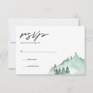 Elegant Green Forest Mountains RSVP Card