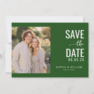 Elegant Green Formal Photo Save The Date
